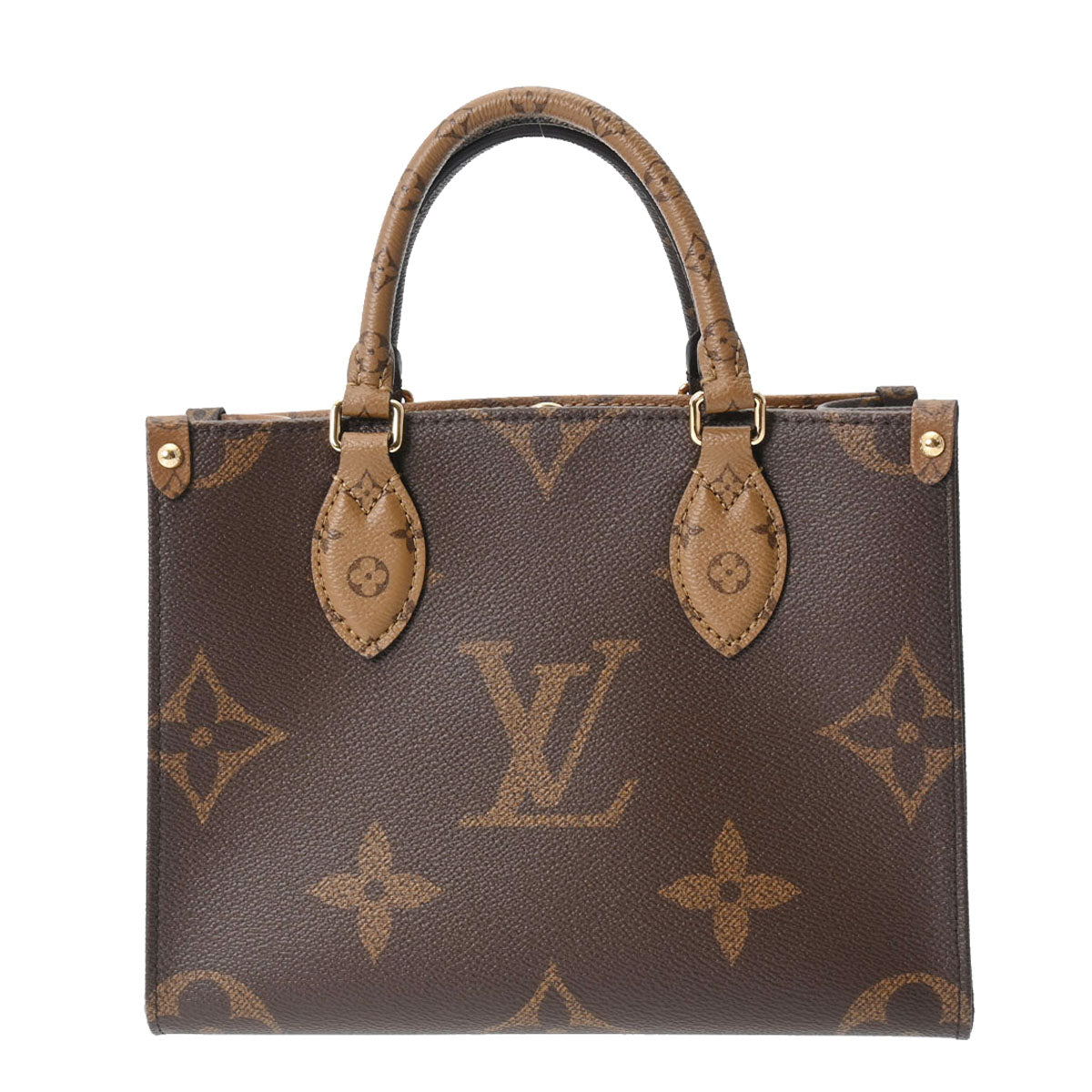 LOUIS VUITTON ルイヴィトン リバース オンザゴー PM ブラウン M46373 レディース モノグラムキャンバス ハンドバッグ 未使用 