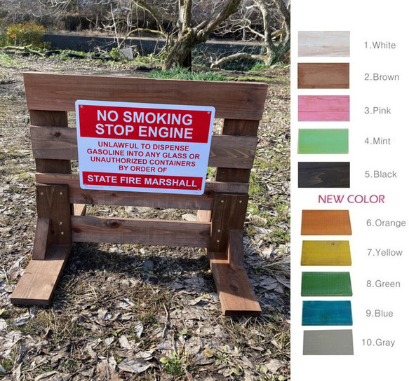 英字パネル付き木製立て看板　11色より