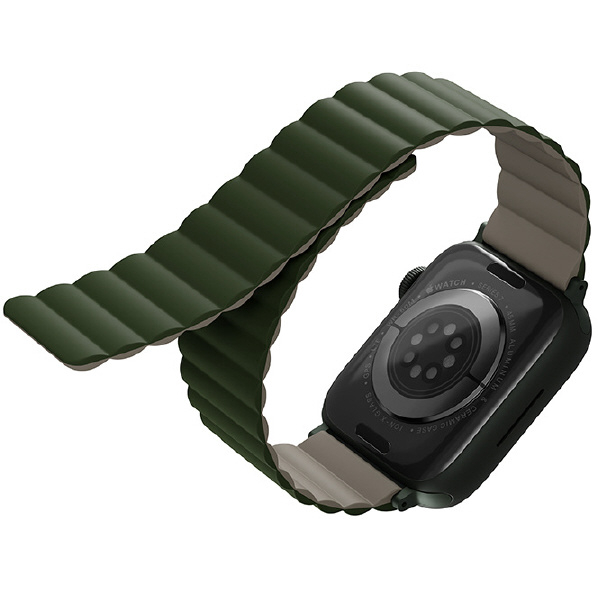 ＵＮＩＱ Apple Watch 42/44/45mm用REVERSIBLE MAGNETIC STRAP UNIQ REVIX PINE GREEN/TAUPE UNIQ-45MM-REVGRNTPE