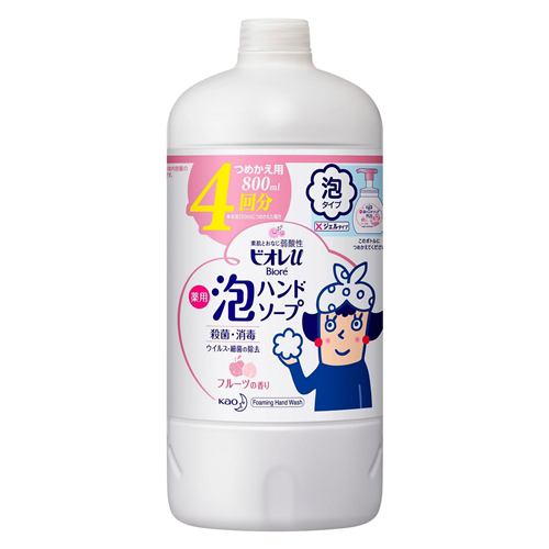 花王 ビオレu 泡で出てくる ハンドソープ フルーツの香り つめかえ用 800ml