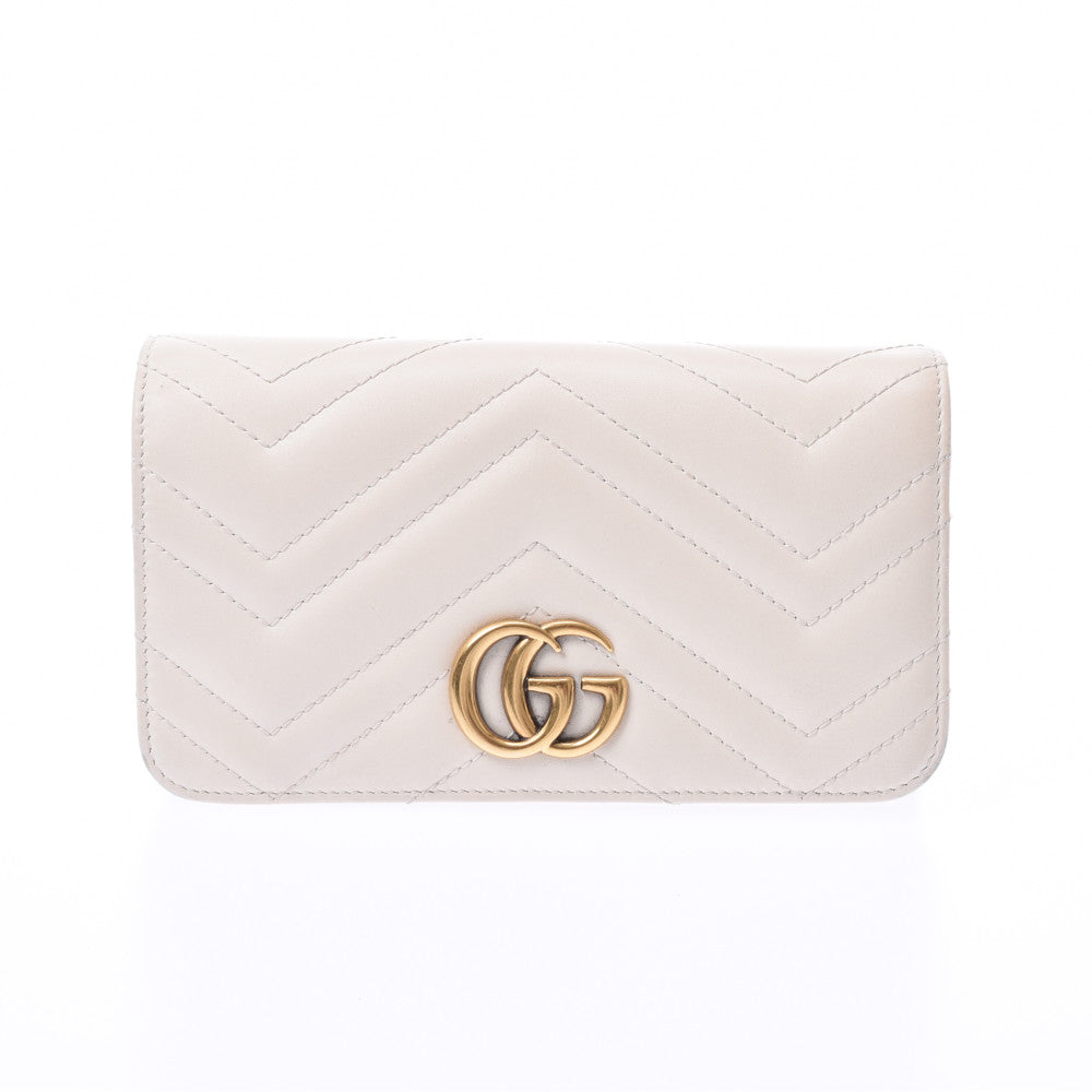 GUCCI グッチ GGマーモント ミニチェーンショルダーバッグ 白 ゴールド金具 488426 レディース カーフ ショルダーバッグ Bランク 中古 