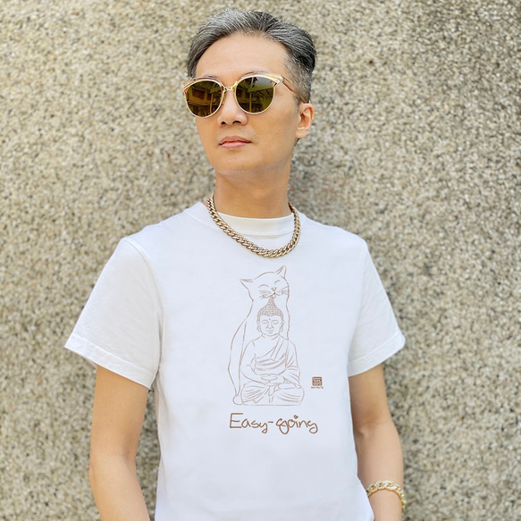 仏陀は綿のユニセックス半袖トップTシャツ-簡単に行くと言いました