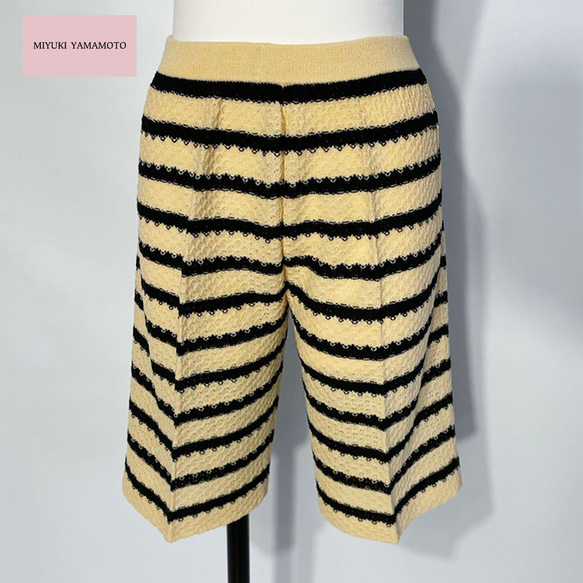 サマーニット✿ブラック＆イエロー ストライプ ハーフパンツ343 BLACK YELLOW STRIPE HALF PT