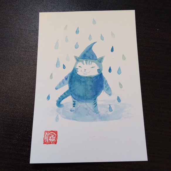 雨粒にゃんこ