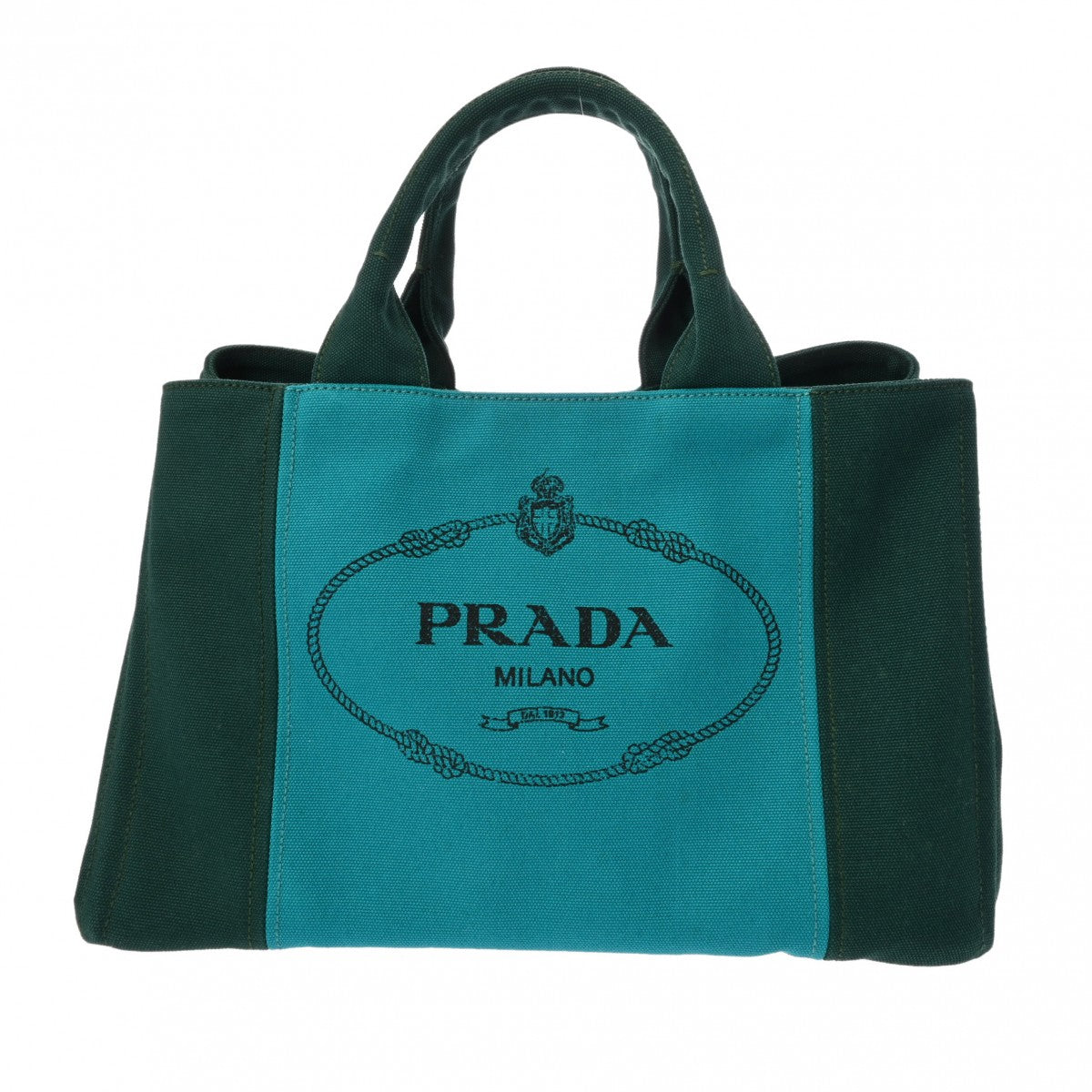 PRADA プラダ カナパ トート 2WAY ブルー/グリーン BN2642 レディース キャンバス ハンドバッグ ABランク 中古 