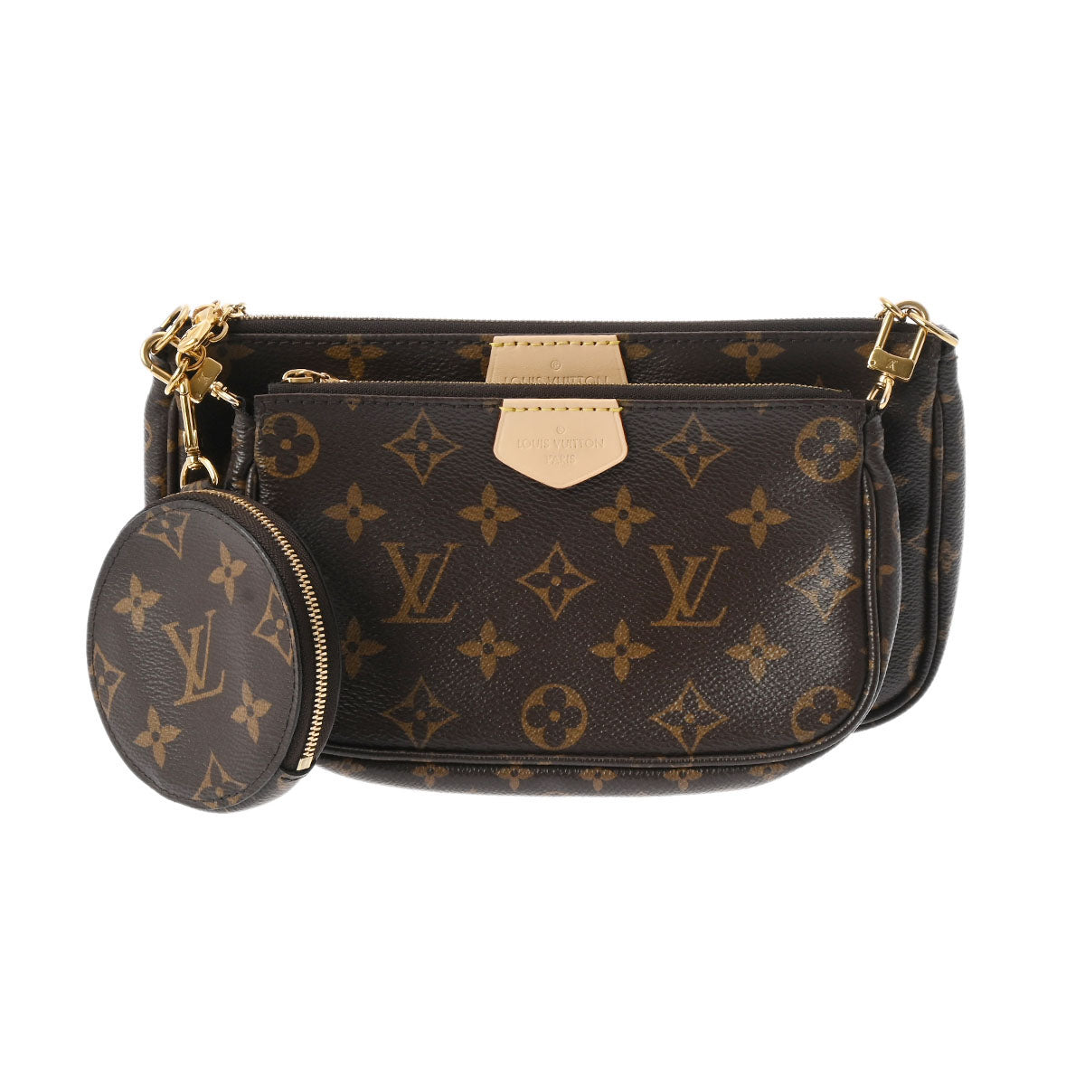 LOUIS VUITTON ルイヴィトン モノグラム ミュルティ ポシェット アクセソワール カーキ M44813 レディース モノグラムキャンバス ショルダーバッグ Aランク 中古 