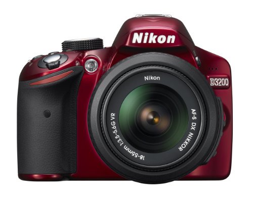 Nikon デジタル一眼レフカメラ D3200 レンズキット AF-S DX NIKKOR 18-55mm f/3.5-5.6G VR付属 レッド D3200LKRD【中古品】