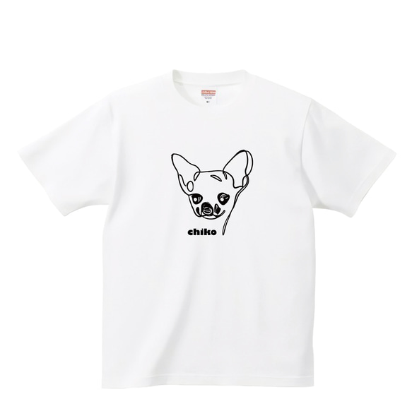 チワワ tシャツ 【名入れ】小型犬 ポメチワ犬 子犬 面白い デフォルメ 一筆書き イラスト 服