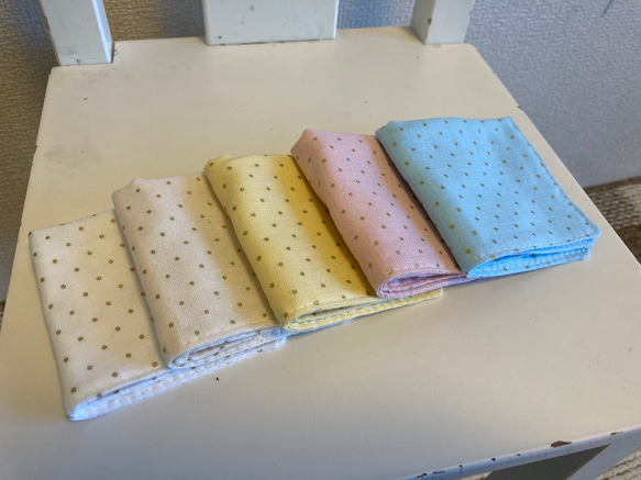 【受注製作※送料無料】ハンドメイド ガーゼハンカチ 16×16 水玉 5枚セット