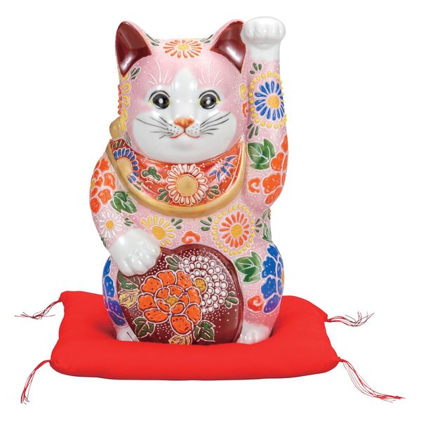 伊野正峰 日本の伝統工芸品【九谷焼】 7号小判招き猫 布団付