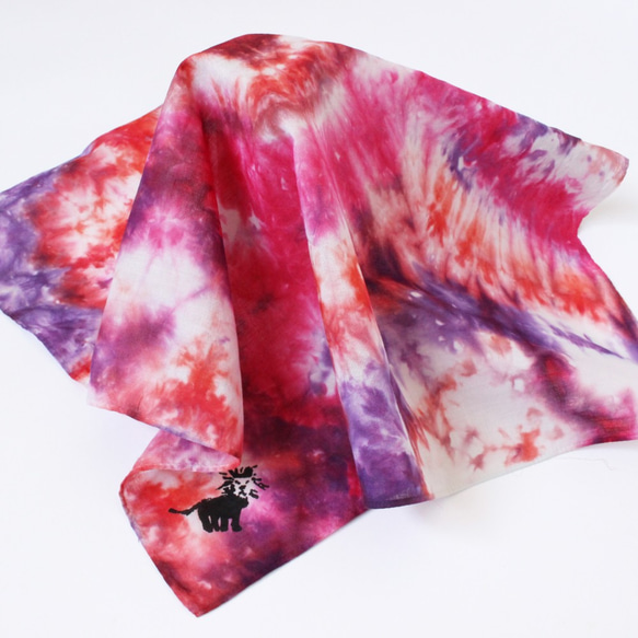 HANDKERCHIEF-SHIBORI-◇RED×PINK×VIOLET◇