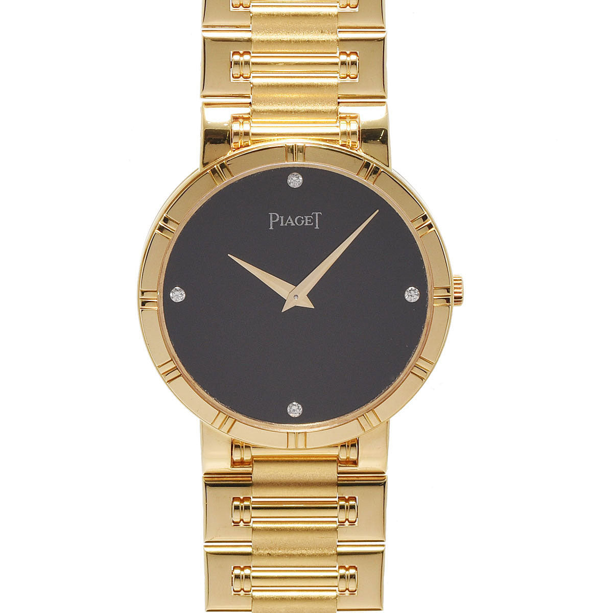 PIAGET ピアジェ ダンサー オニキス 4Pダイヤ 84023 ボーイズ YG 腕時計 クオーツ 黒/オニキス文字盤 Aランク 中古 