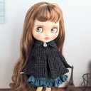 再140※ブライスアウトフィット※1/6ドール※冬服※黒のウール素材のポンチョ