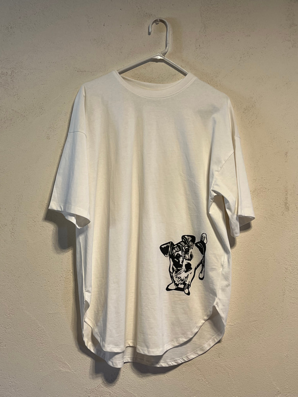 ジャックラッセルテリア柄　犬　レディース　ビッグTシャツ 綿100％【S～4L】