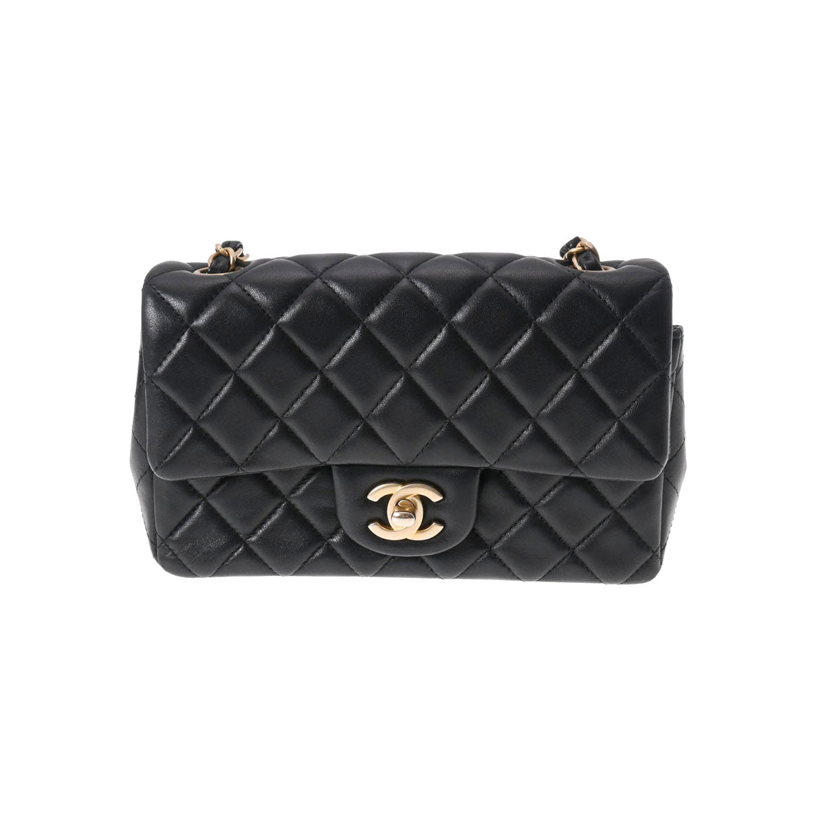 CHANEL シャネル ミニマトラッセ チェーンショルダーバッグ 黒 ゴールド金具 レディース ラムスキン ショルダーバッグ ABランク 中古 