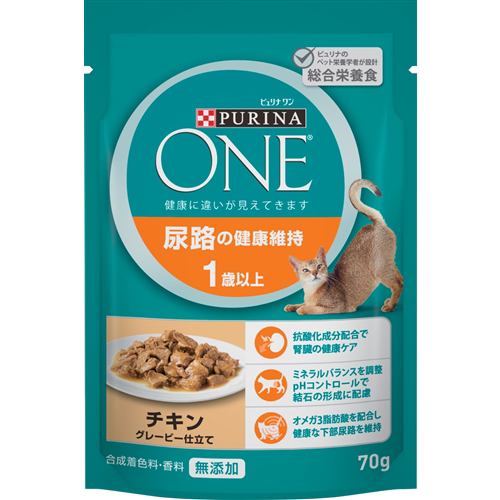 ネスレ日本 ピュリナワン キャット パウチ 尿路の健康維持 1歳以上 チキン グレービー仕立て 70g