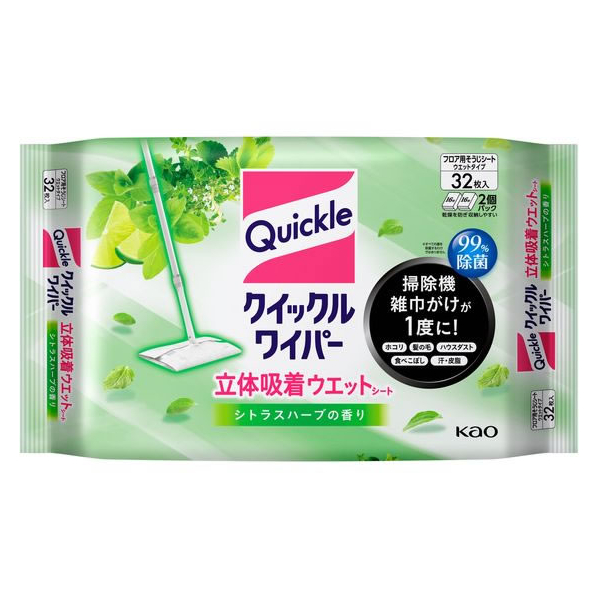 KAO クイックルワイパー 立体吸着ウエットシート シトラスハーブ32枚 F035226