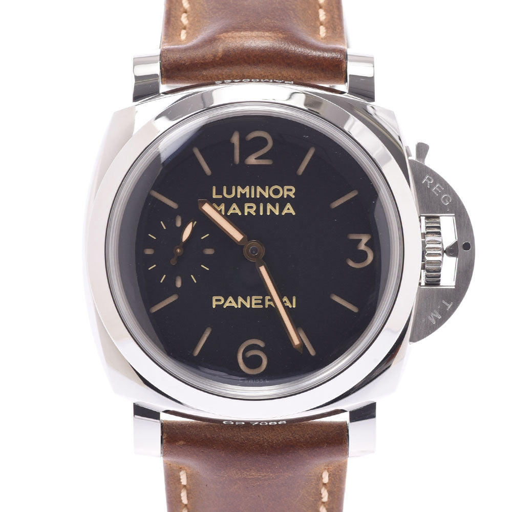 OFFICINE PANERAI オフィチーネパネライ ルミノール マリーナ 1950 3DAYS アッチャイオ PAM00422 メンズ SS/革 腕時計 手巻き 黒文字盤 Aランク 中古 