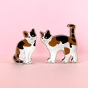 三毛猫 キャット マグネット 2個セット 天然木 ヒノキ Calico Cat