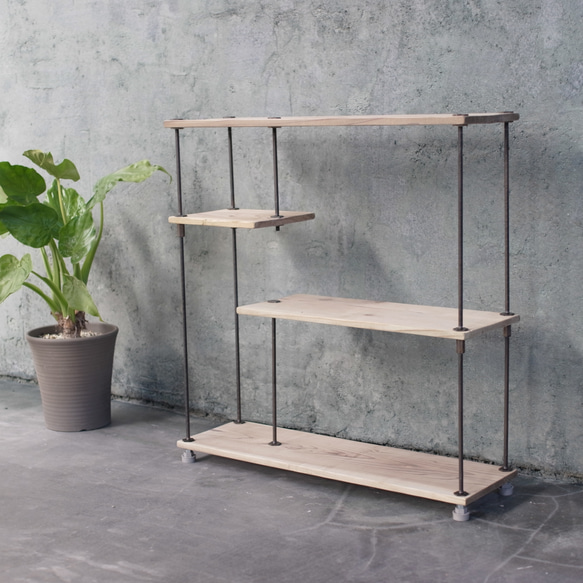 【即納＆送料無料】wood iron shelf 620*600*180〈サンドカラー〉