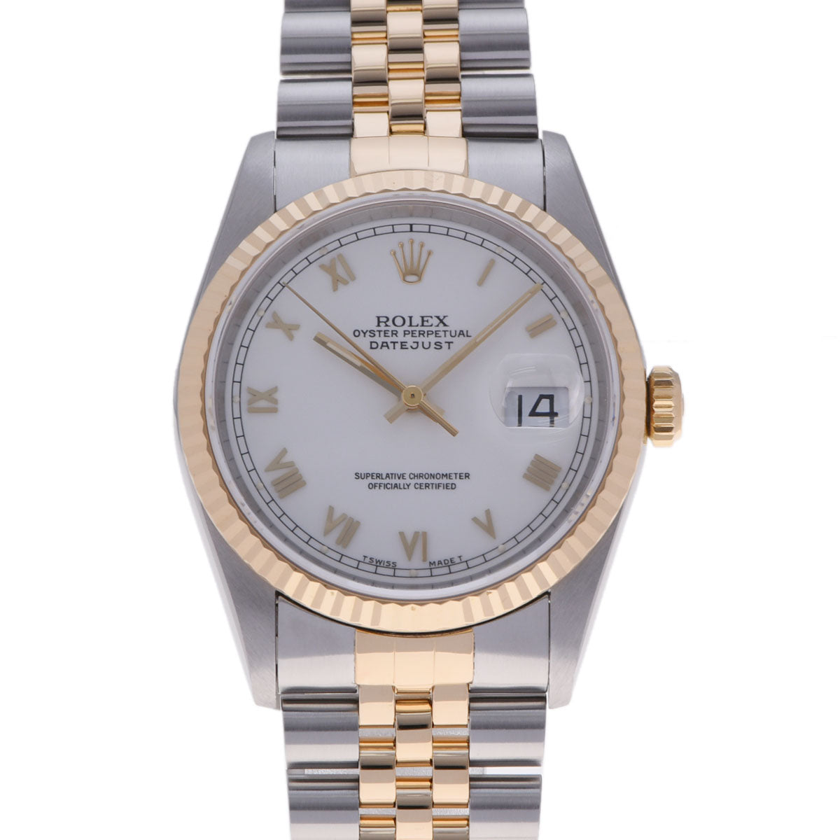 ROLEX ロレックス デイトジャスト 16233 メンズ YG/SS 腕時計 自動巻き ホワイト文字盤 Aランク 中古 