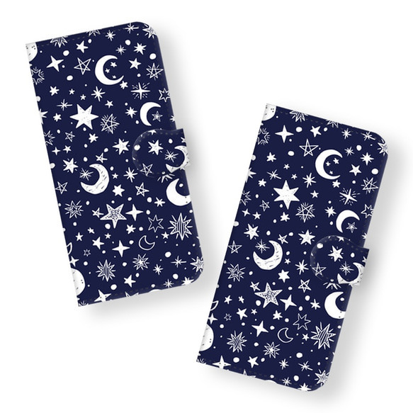 手帳型 スマホケース　Star Moon＊navy