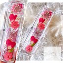 ❁押し花の印鑑ケース❁【ミニ薔薇の花びら＆レースフラワー】暖色系 ラッピング無料◎