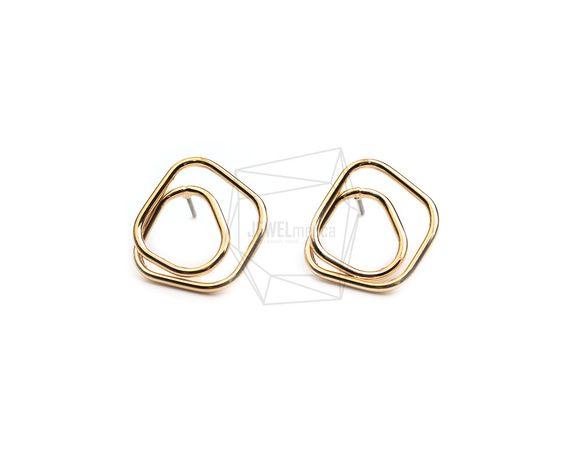 ERG-2402-G【2個入り】ダブルラウンドピアス,Double Round post earring