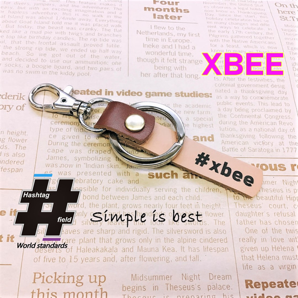 #XBEE 本革ハンドメイド ハッシュタグチャーム キーホルダー クロスビー