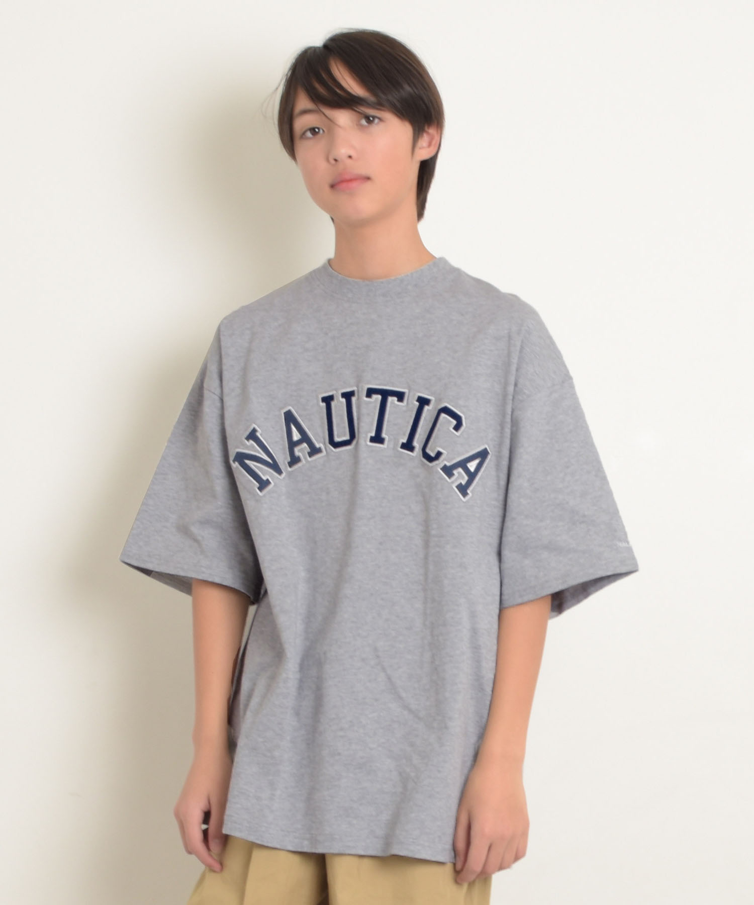 グラソス/【NAUTICA】フロントロゴアップリケ刺繍半袖Tシャツ