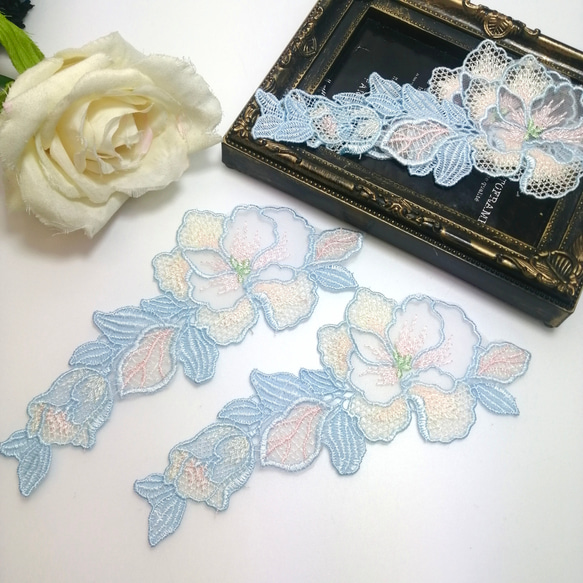 10枚 ケミカルレース 刺繍 お花モチーフ ハンドメイド パーツ　手芸　素材