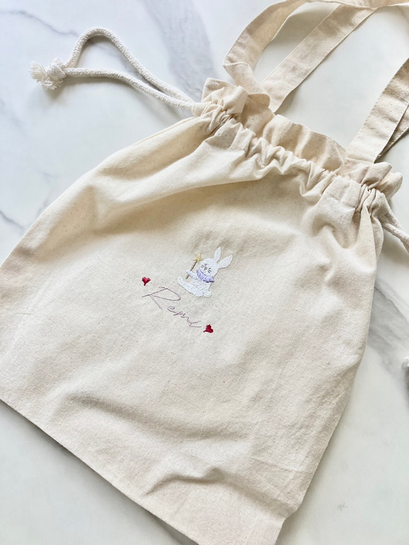 発売記念価格｜刺繍｜　kinchaku bag <bunny＞