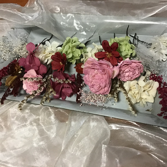 ❤︎ウエディン❤︎ヘッドドライパーツ❤︎お洒落dryflower、プリザーブドフラワーパーツ❤︎