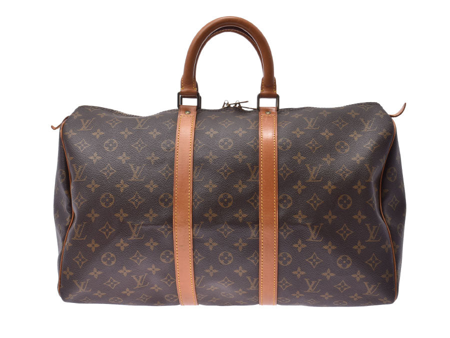 ルイヴィトン モノグラム キーポル45 旧型 ブラウン M41428 レディース メンズ 本革 ボストンバッグ Bランク LOUIS VUITTON 中古 