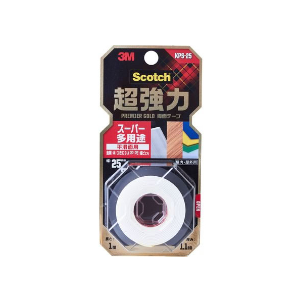 3M スコッチ超強力両面テープ プレミアゴールド25mm×1m F128657-KPS-25