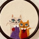 刺繍枠飾り 2匹のねこ Ⅱ