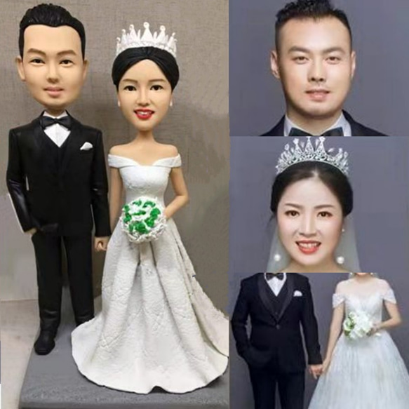 オーダーメイド お写真入から 3D 肖像画 似顔絵 人形 フィギュア 結婚祝い・周年記念日 夫婦 カップル  両親贈呈品