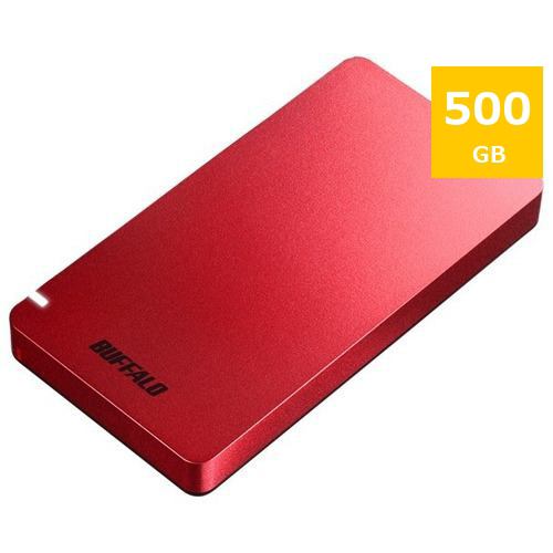 BUFFALO SSD-PGM500U3-RC 外付けSSD500GB 赤色