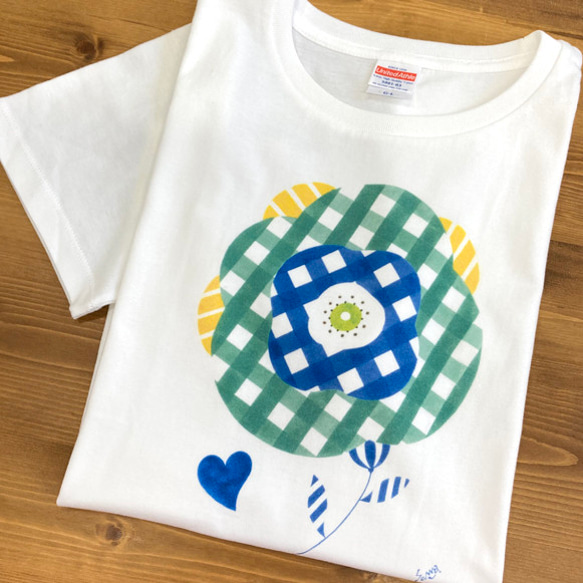 【受注生産】コットンTシャツ　グリーンフラワー