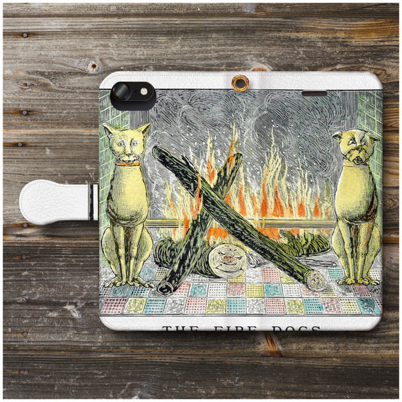 【The fire dogs ヴィンテージポスター】スマホケース手帳型 全機種対応 絵画 iPhone11 iPh