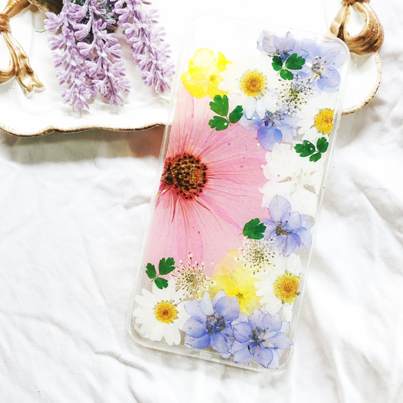 全機種対応iPhone Xperia Galaxy スマホケース 押し花ケース 人気 押し花 ❀ケース 花束 花物語