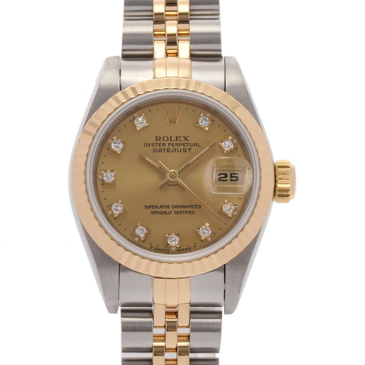 ROLEX ロレックス デイトジャスト 10Pダイヤ 69173G レディース YG/SS 腕時計 自動巻き シャンパン文字盤 Aランク 中古 