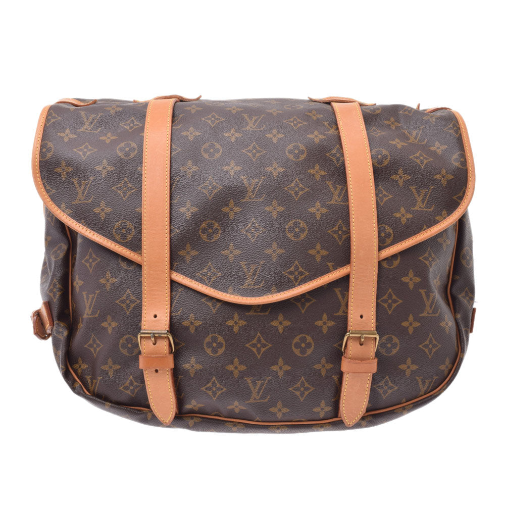 LOUIS VUITTON ルイヴィトン モノグラム ソミュール43 ブラウン M42252 ユニセックス モノグラムキャンバス ショルダーバッグ Bランク 中古 