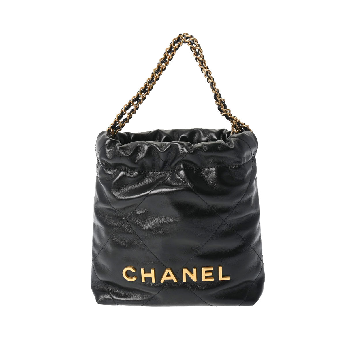 CHANEL シャネル シャネル22 ホーボーバッグ 黒 ゴールド金具 AS3980 レディース シャイニーカーフ 2WAYバッグ 新同 中古 