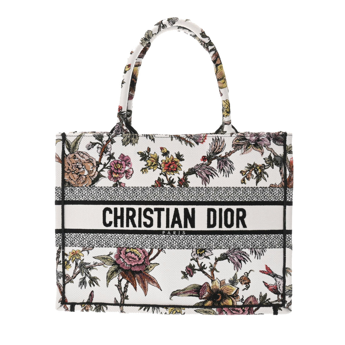 【2025 カレンダーの人気アイテム】 CHRISTIAN DIOR クリスチャンディオール ブックトート ミディアム ジャルダンボタニック マルチカラー レディース エンブロイダリーキャンバス ハンドバッグ 新同 中古 