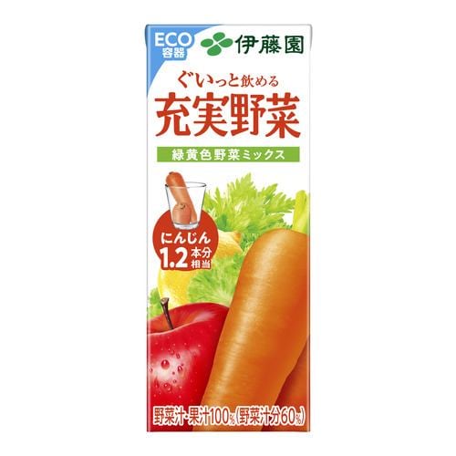 伊藤園紙充実野菜緑黄色野菜ミックス200ml x12 【セット販売】