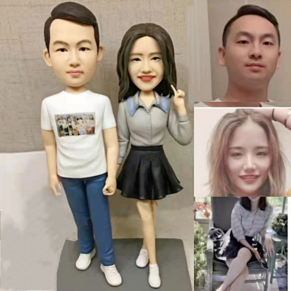 オーダーメイド お写真入から 3D 肖像画 似顔絵 人形 フィギュア 結婚祝い・周年記念日 夫婦 カップル  両親贈呈品