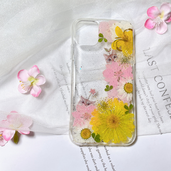 全機種対応･.｡*･iPhone11Pro*15plus 押し花ケース☆花柄☆スマホケースiPhone15☆XS