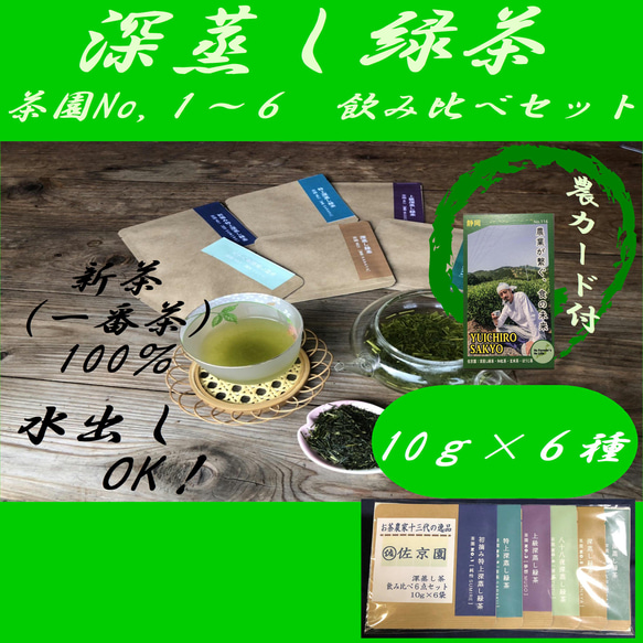 お茶農家13代の逸品深蒸し茶6点セット10ｇ×６種【新茶100％】【全国送料185円】