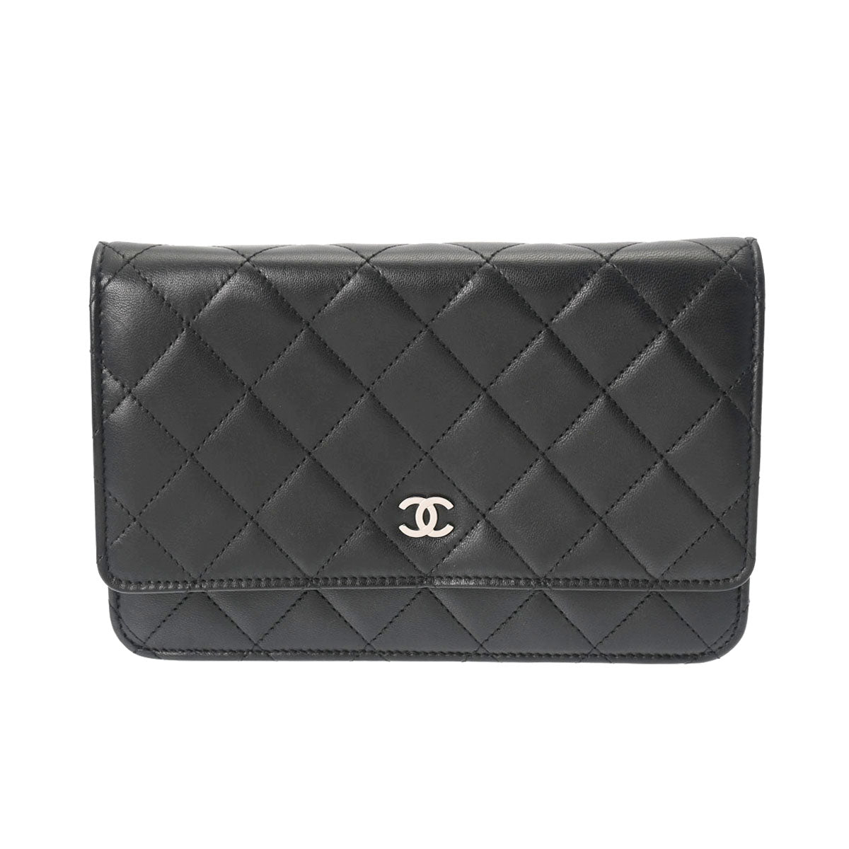 CHANEL シャネル マトラッセ チェーンウォレット 19cm 黒 シルバー金具 AP0250 レディース ラムスキン ショルダーバッグ Aランク 中古 